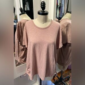Old Navy Women’s Dusty Rose Short Sleeve Tie-Hem Tee with Side Ruching, XL